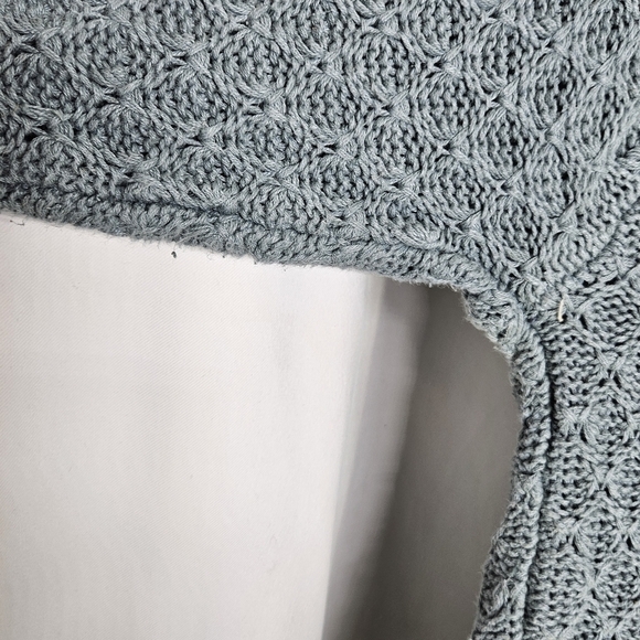 Yarnworks Linen Cotton Pullover Blue Knit‎ Sweater wooden buttons Tunic Small - Picture 8 of 12